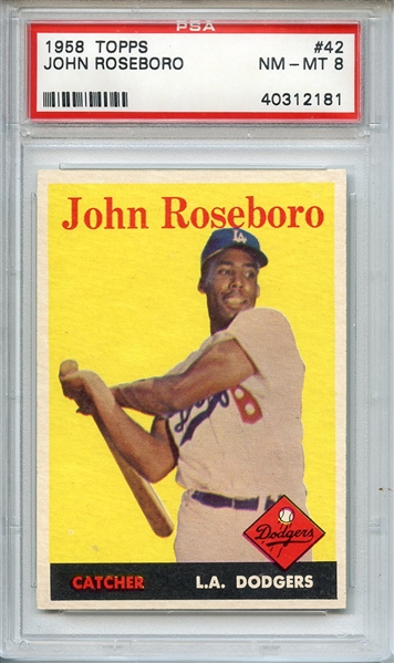 1958 TOPPS 42 JOHN ROSEBORO PSA NM-MT 8
