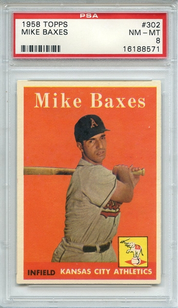 1958 TOPPS 302 MIKE BAXES PSA NM-MT 8
