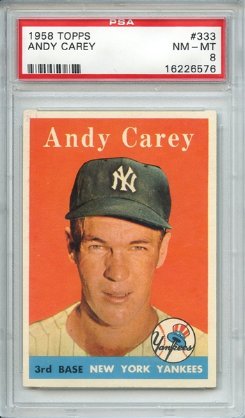 1958 TOPPS 333 ANDY CAREY PSA NM-MT 8