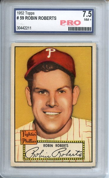 1952 TOPPS 59 ROBIN ROBERTS RED BACK PRO NM+ 7.5