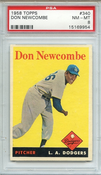 1958 TOPPS 340 DON NEWCOMBE PSA NM-MT 8