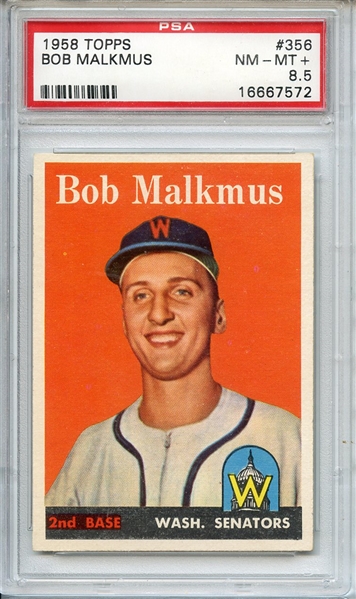 1958 TOPPS 356 BOB MALKMUS PSA NM-MT+ 8.5