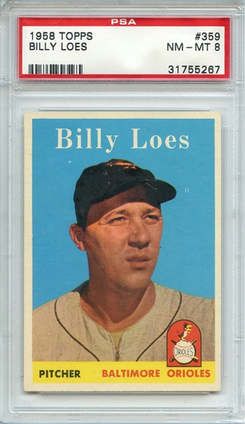 1958 TOPPS 359 BILLY LOES PSA NM-MT 8
