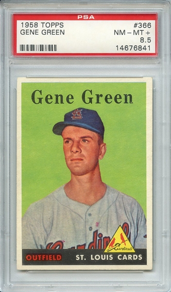 1958 TOPPS 366 GENE GREEN PSA NM-MT+ 8.5