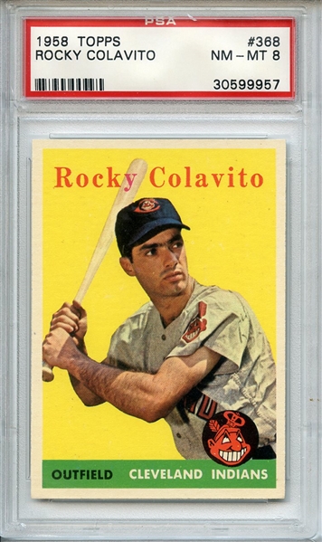 1958 TOPPS 368 ROCKY COLAVITO PSA NM-MT 8