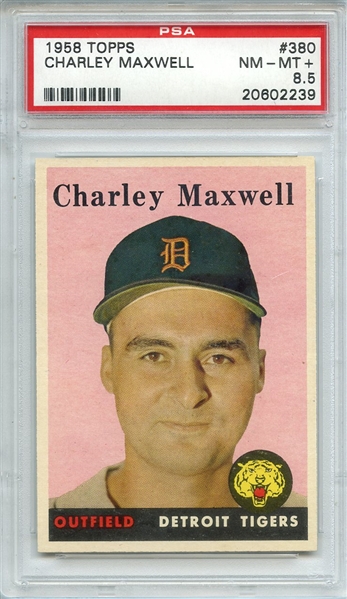 1958 TOPPS 380 CHARLEY MAXWELL PSA NM-MT+ 8.5