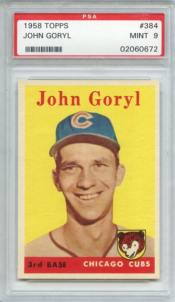 1958 TOPPS 384 JOHN GORYL PSA MINT 9