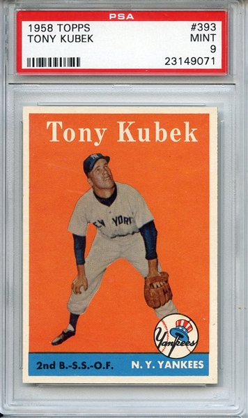 1958 TOPPS 393 TONY KUBEK PSA MINT 9