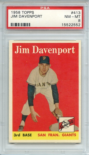 1958 TOPPS 413 JIM DAVENPORT PSA NM-MT 8