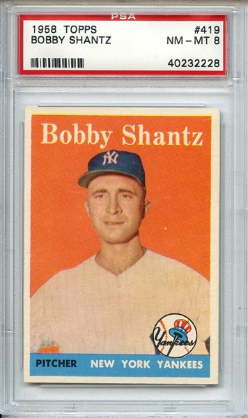 1958 TOPPS 419 BOBBY SHANTZ PSA NM-MT 8