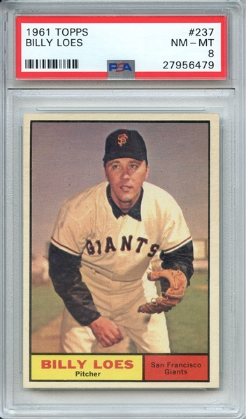 1961 TOPPS 237 BILLY LOES PSA NM-MT 8