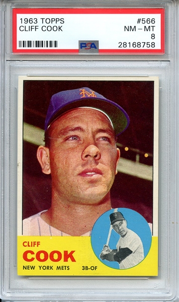 1963 TOPPS 566 CLIFF COOK PSA NM-MT 8