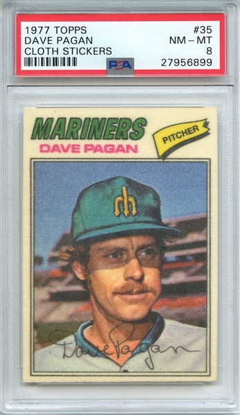1977 TOPPS CLOTH STICKERS 35 DAVE PAGAN CLOTH STICKERS PSA NM-MT 8