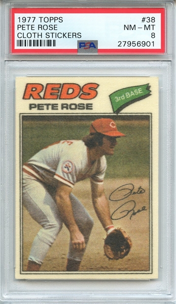 1977 TOPPS CLOTH STICKERS 38 PETE ROSE CLOTH STICKERS PSA NM-MT 8