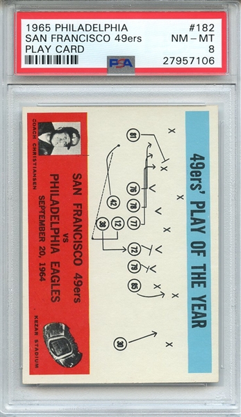 1965 PHILADELPHIA 182 SAN FRANCISCO 49ers PLAY CARD PSA NM-MT 8