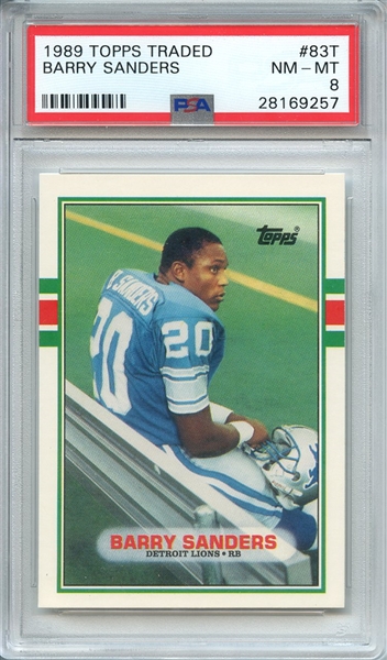 1989 TOPPS TRADED 83T BARRY SANDERS RC PSA NM-MT 8