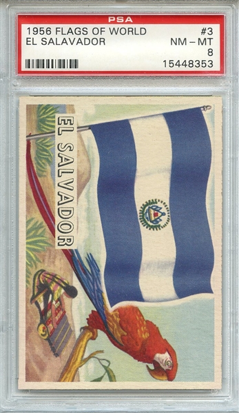 1956 FLAGS OF WORLD 3 EL SALVADOR PSA NM-MT 8