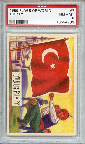 1956 FLAGS OF WORLD 7 TURKEY PSA NM-MT 8