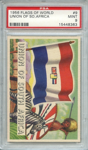1956 FLAGS OF WORLD 9 UNION OF SOUTH AFRICA PSA MINT 9