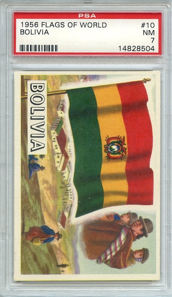 1956 FLAGS OF WORLD 10 BOLIVIA PSA NM 7