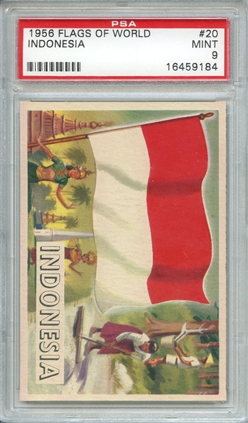 1956 FLAGS OF WORLD 20 INDONESIA PSA MINT 9