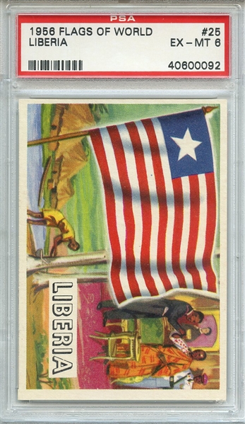 1956 FLAGS OF WORLD 25 LIBERIA PSA EX-MT 6