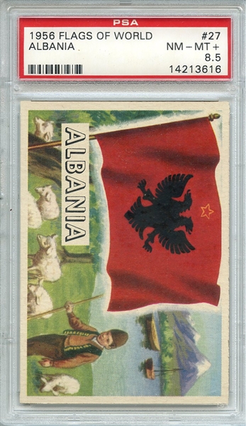 1956 FLAGS OF WORLD 27 ALBANIA PSA NM-MT+ 8.5