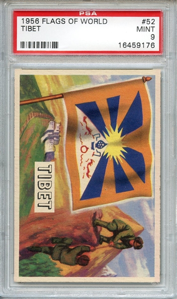 1956 FLAGS OF WORLD 52 TIBET PSA MINT 9