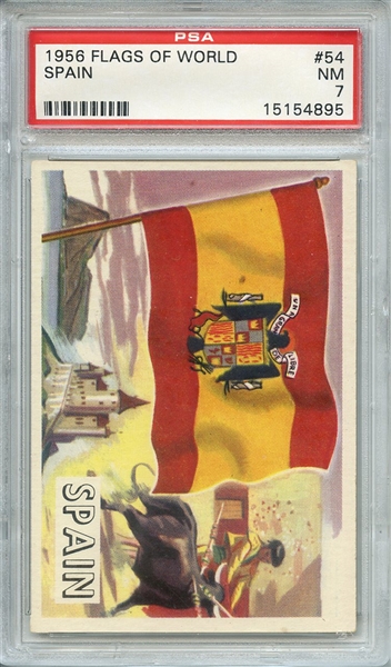 1956 FLAGS OF WORLD 54 SPAIN PSA NM 7