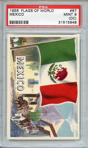1956 FLAGS OF WORLD 67 MEXICO PSA MINT 9 (OC)