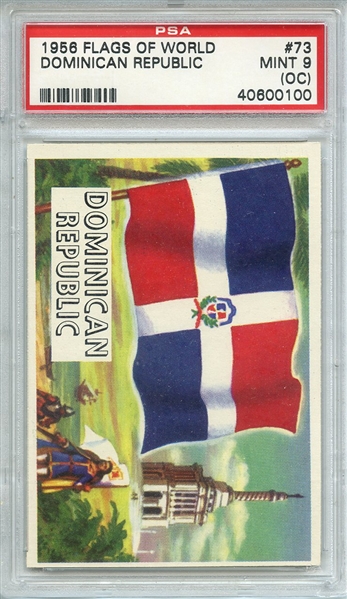 1956 FLAGS OF WORLD 73 DOMINICAN REPUBLIC PSA MINT 9 (OC)
