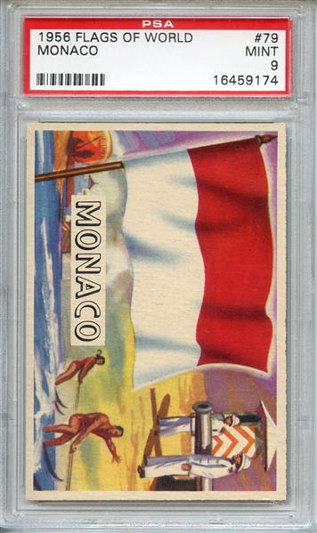 1956 FLAGS OF WORLD 79 MONACO PSA MINT 9