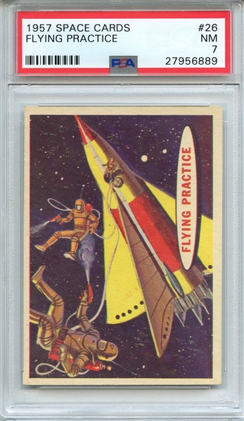 1957 SPACE CARDS 26 FLYING PRACTICE PSA NM 7
