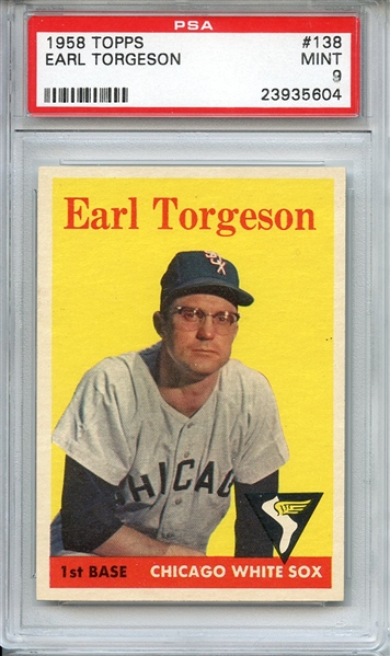 1958 TOPPS 138 EARL TORGESON PSA MINT 9