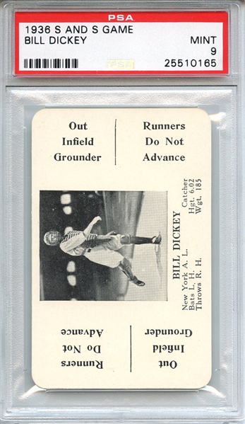 1936 S AND S GAME BILL DICKEY PSA MINT 9