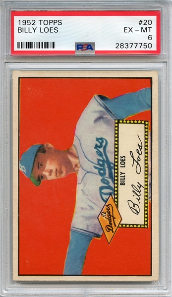 1952 TOPPS 20 BILLY LOES PSA EX-MT 6