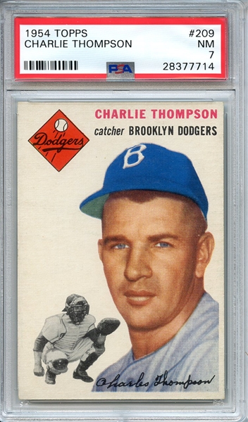 1954 TOPPS 209 CHARLIE THOMPSON PSA NM 7