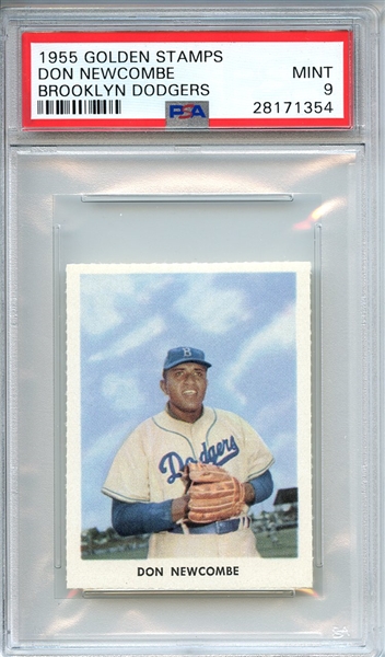 1955 GOLDEN STAMPS DON NEWCOMBE BROOKLYN DODGERS PSA MINT 9