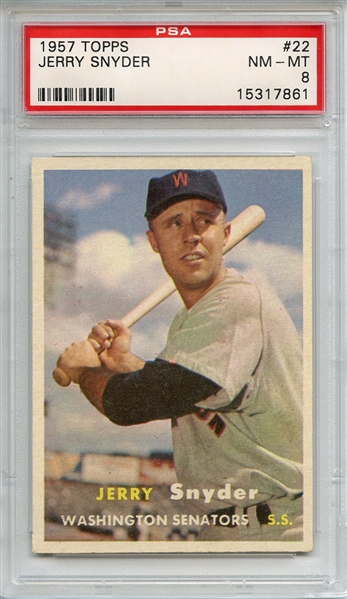 1957 TOPPS 22 JERRY SNYDER PSA NM-MT 8