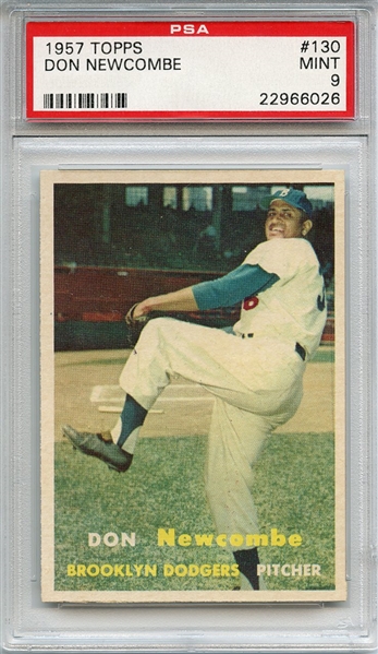 1957 TOPPS 130 DON NEWCOMBE PSA MINT 9