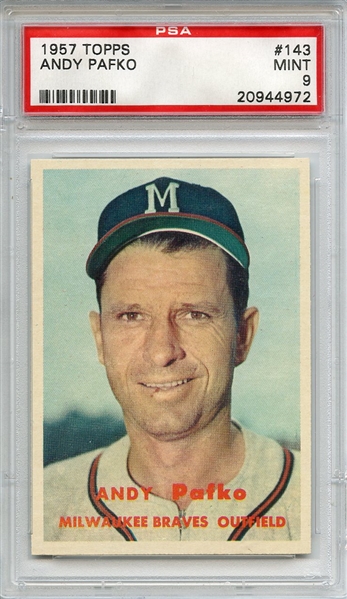 1957 TOPPS 143 ANDY PAFKO PSA MINT 9