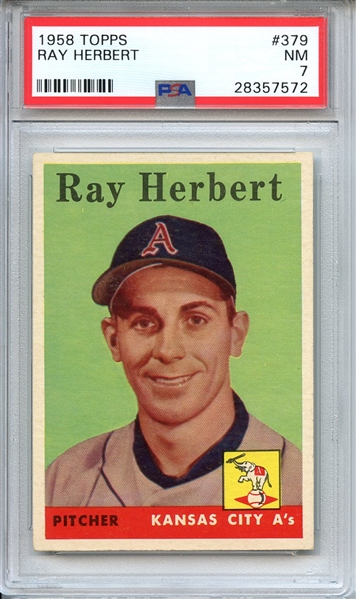 1958 TOPPS 379 RAY HERBERT PSA NM 7