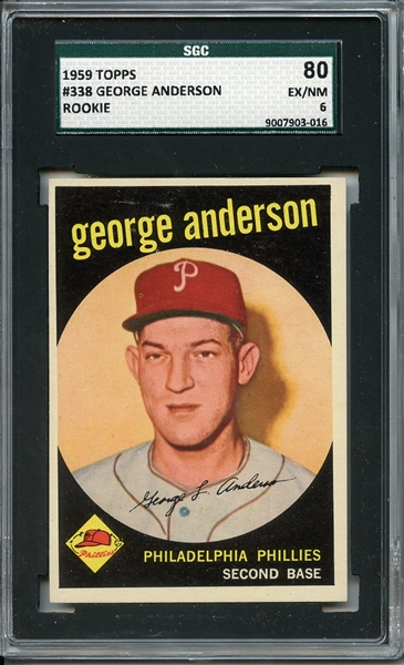1959 TOPPS 338 SPARKY ANDERSON RC SGC EX/MT 80 / 6