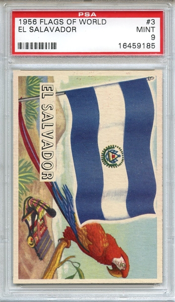 1956 FLAGS OF WORLD 3 EL SALVADOR PSA MINT 9