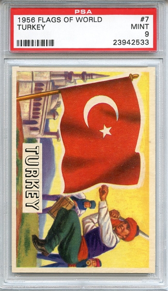 1956 FLAGS OF WORLD 7 TURKEY PSA MINT 9