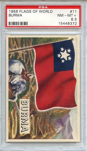 1956 FLAGS OF WORLD 11 BURMA PSA NM-MT+ 8.5