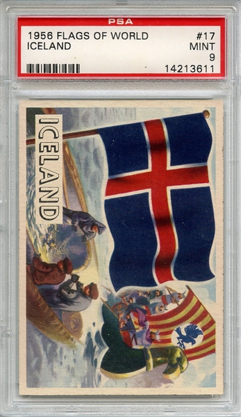 1956 FLAGS OF WORLD 17 ICELAND PSA MINT 9