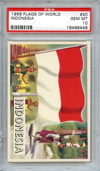 1956 FLAGS OF WORLD 20 INDONESIA PSA GEM MT 10
