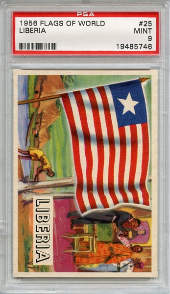 1956 FLAGS OF WORLD 25 LIBERIA PSA MINT 9