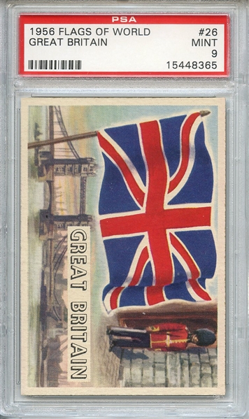 1956 FLAGS OF WORLD 26 GREAT BRITAIN PSA MINT 9